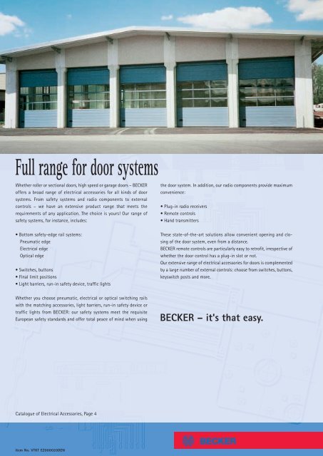 Door Catalogue for BECKER Sectional Door Drives - Becker-Antriebe