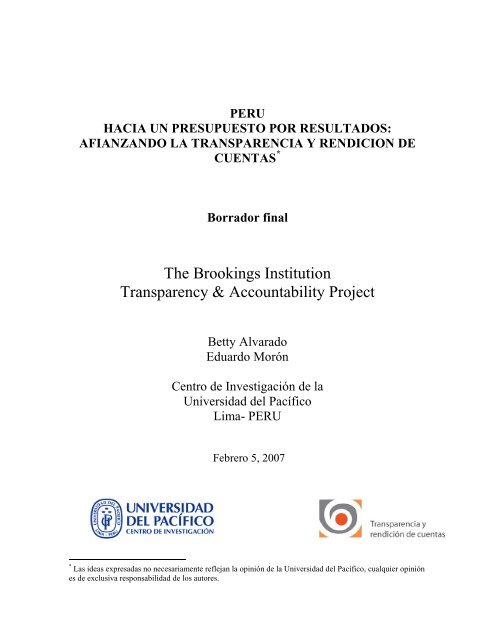 The Brookings Institution Transparency & Accountability Project