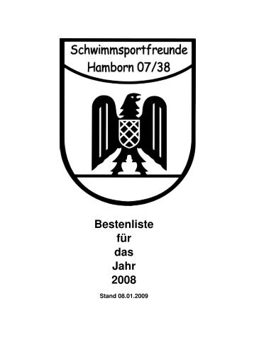 Bestenliste fÃ¼r das Jahr 2008 - SSF Hamborn 07/38 eV