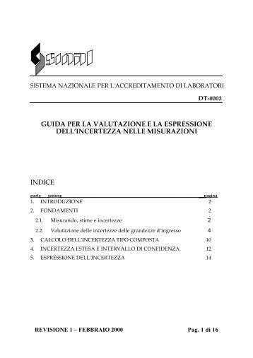 guida per la valutazione e la espressione dell'incertezza - Accredia