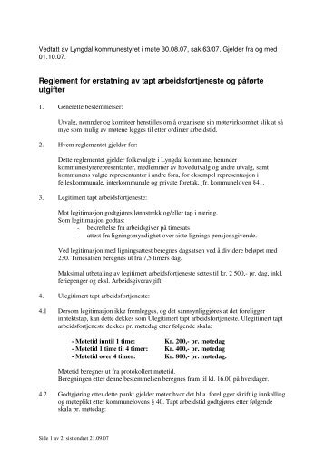 Reglement for erstatning av tapt arbeidsfortjeneste og pÃ¥fÃ¸rte utgifter