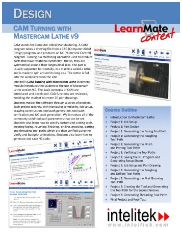 E-learning Content CAM_Turning Master cam Lathe9 - Intelitek