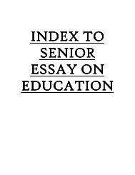 INDEX TO SENIOR ESSAY ON EDUCATION - Addis Ababa University