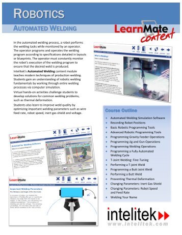 E-learning Content Automated Welding - Intelitek