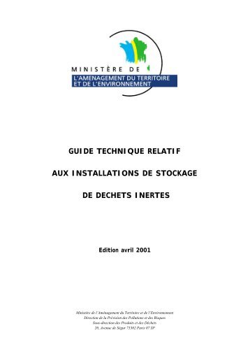 Guide technique relatif aux installations de stockage de ... - Driea