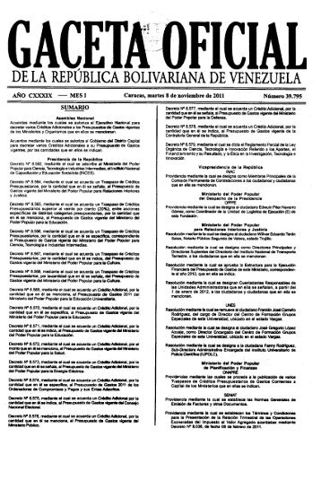 Reglamento de aportes LOCTI - 2011 en Gaceta Oficial 39.795