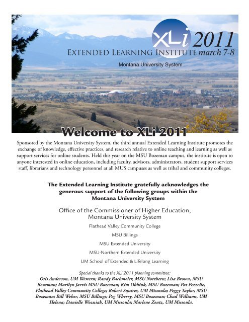 Welcome to XLi 2011 - Extended University - Montana State University