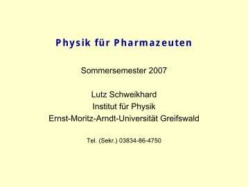 EinfÃ¼hrung - Prof. Dr. Lutz Schweikhard - Ernst-Moritz-Arndt ...