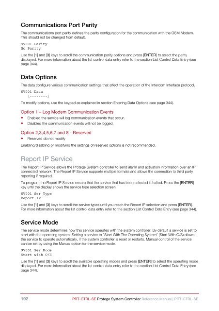 Protege System Controller Reference Manual