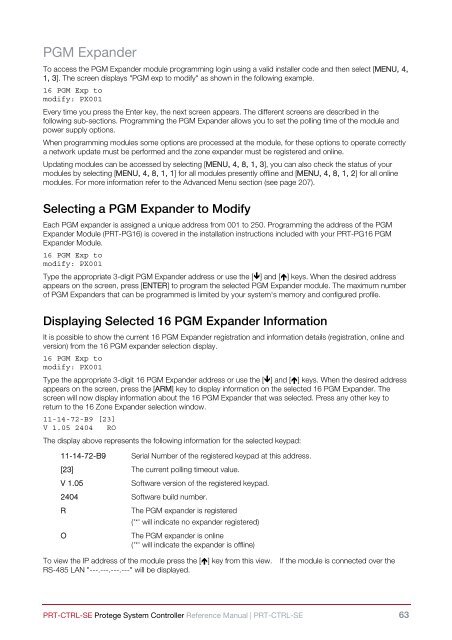 Protege System Controller Reference Manual