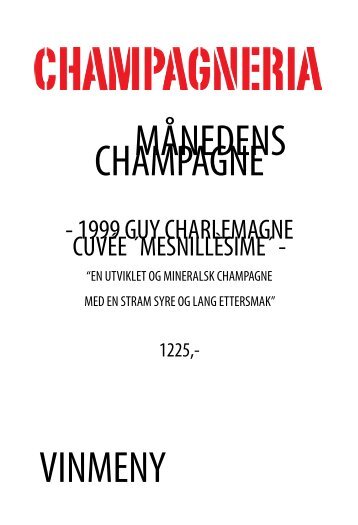 MÅNEDENS CHAMPAGNE VINMENY - Champagneria