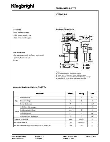 KTIR0421DS PHOTO-INTERRUPTER Features Package ...