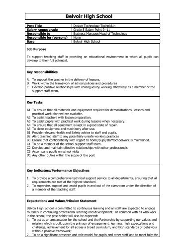 Design Technology Technician Job Description.pdf - Belvoir High ...