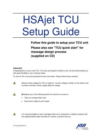 HSAjet TCU Setup Guide - hsausa