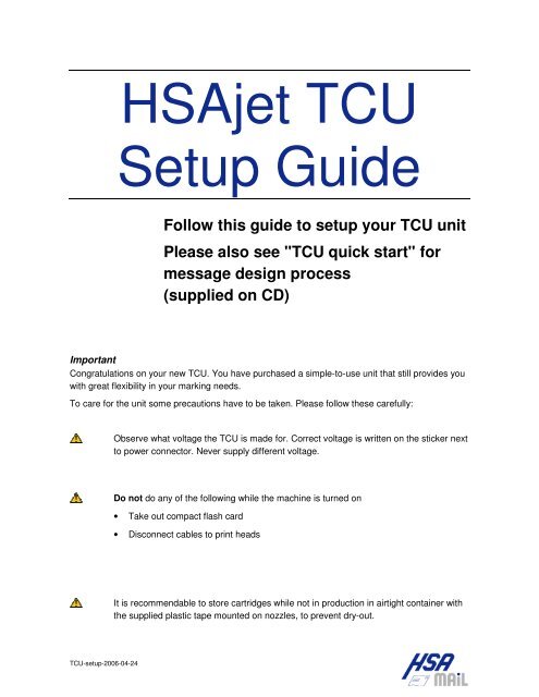 HSAjet TCU Setup Guide - hsausa