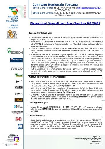 Comitato Regionale Toscana - Federazione Italiana Pallacanestro