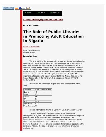 The Role of Public Libraries in Promoting Adult Education in Nigeria ...