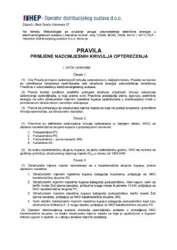 Pravila primjene nadomjesnih krivulja opterećenja