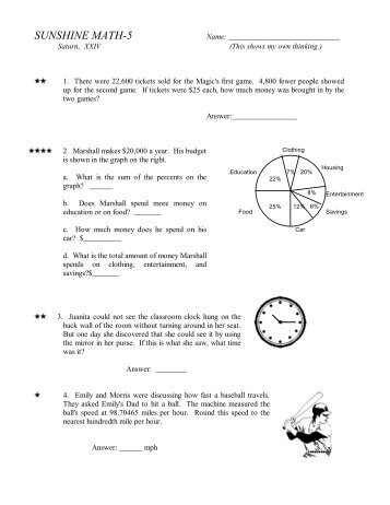 SUNSHINE MATH-5