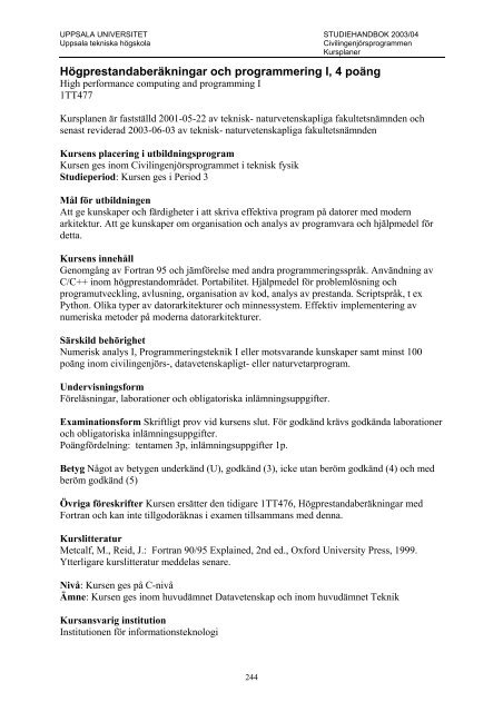 2003/2004 - Teknisk-naturvetenskapliga fakulteten - Uppsala ...