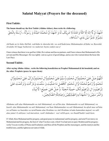 Salaatul Janaaza (Funeral Prayers) - Islam