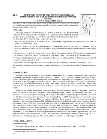 Deformation History of the Northwestern Cross Lake Greenstone Belt