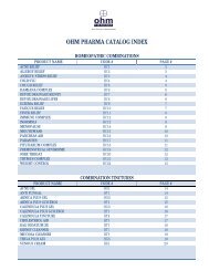 OHM PHARMA CATALOG INDEX