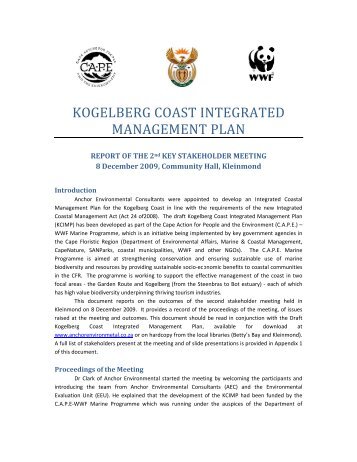 Kogelberg IMP - 2nd SH meeting Report.pdf - Anchor Environmental