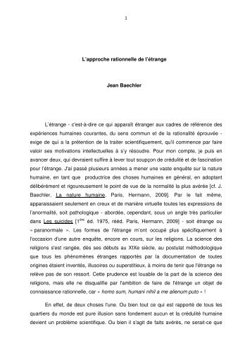 L'approche rationnelle de l'Ã©trange Jean Baechler L'Ã©trange - c'est-Ã  ...