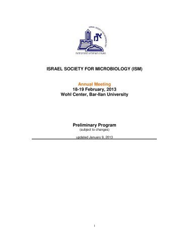 ISRAEL SOCIETY FOR MICROBIOLOGY (ISM) Annual ... - Eventact