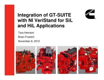 Integration of GT SUITE with NI VeriStand for SiL and HiL Applications