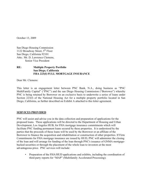 PNC Engagement Letter - San Diego Housing Commission