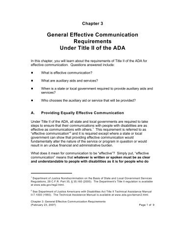Chapter 3: General Effective Communication ... - ADA.gov