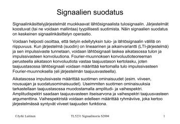 LTI-jÃ¤rjestelmÃ¤t ja signaalien suodatus.