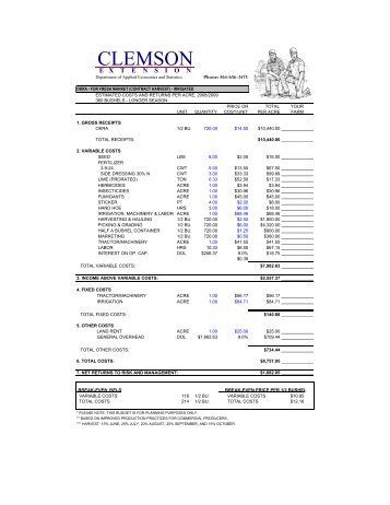 Okra for Fresh Market - Applied Economics and Statistics - Clemson ...