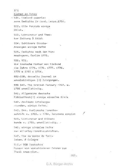 G.A. BÃ¼rger-Archiv - Leben und Werk des Dichters Gottfried August ...