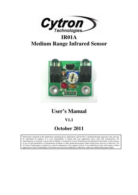 IR01A User's Manual - Cytron Technologies
