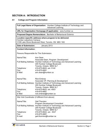 Bachelor of Behavioural Science - Postsecondary Education Quality ...