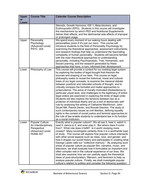 Bachelor of Behavioural Science - Postsecondary Education Quality ...