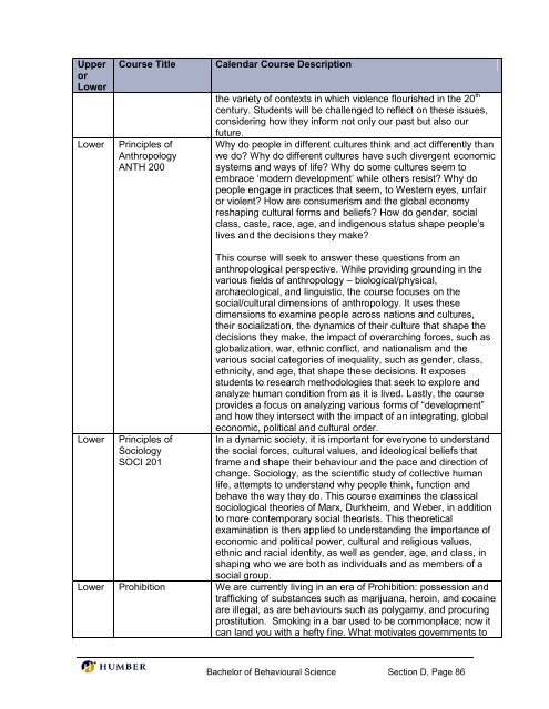 Bachelor of Behavioural Science - Postsecondary Education Quality ...