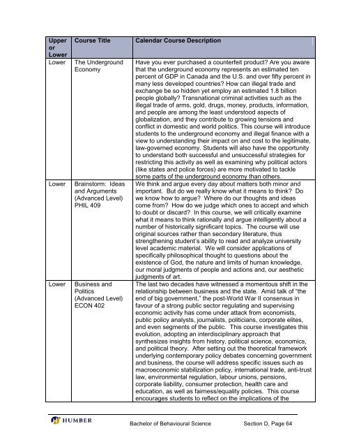 Bachelor of Behavioural Science - Postsecondary Education Quality ...