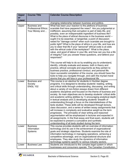 Bachelor of Behavioural Science - Postsecondary Education Quality ...