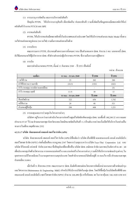 ข้อมูลประจำปี สิ้นสุด 31 ธันวาคม 2551 - บริษัท ปตท.จำกัด(มหาชน) พลังที่ ...