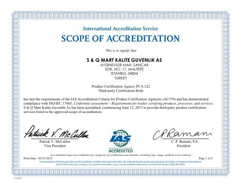 pca-122 - The International Accreditation Service