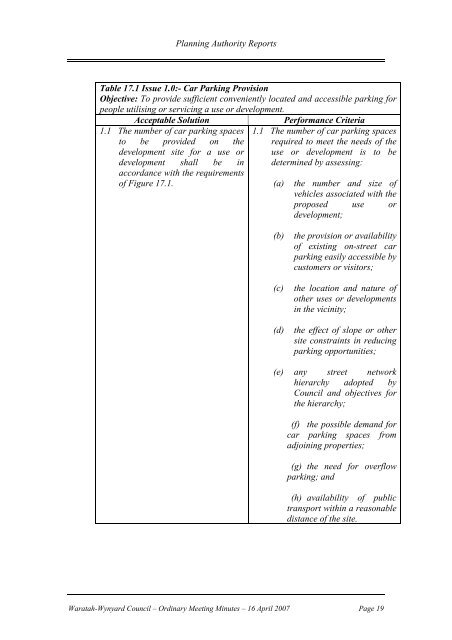 Council Minutes 16 April 2007 - Waratah-Wynyard Council