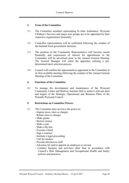 Council Minutes 16 April 2007 - Waratah-Wynyard Council