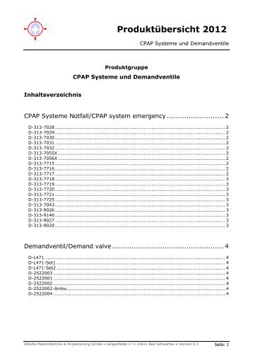 CPAP Systeme und Demandventile - DEHAS Medizintechnik ...