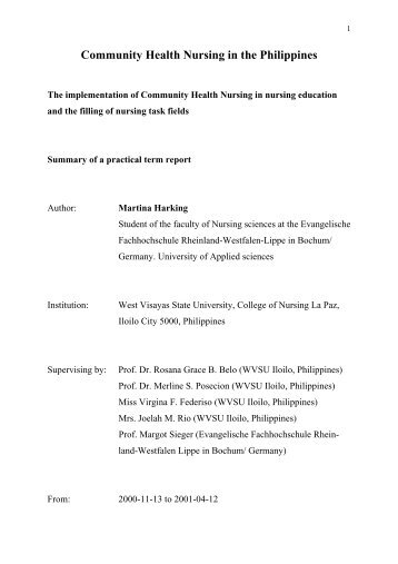 Community Health Nursing in the Philippines