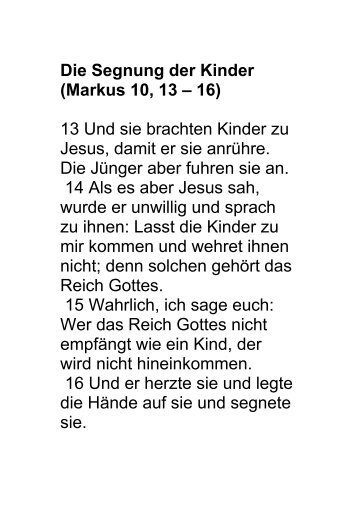 Die Segnung der Kinder (Markus 10, 13 – 16) 13 Und ... - Stadtkirche