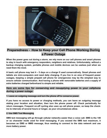 Preparedness - How to Keep your Cell Phone Working ... - Relidy